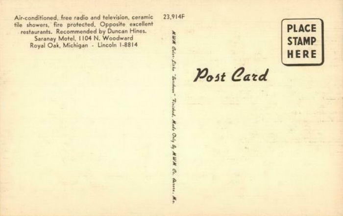 Saranay Motel - Old Post Card
